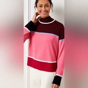 Talbots Sweater Womens Extra Large  Color Block  Button Sides Soft Boxy